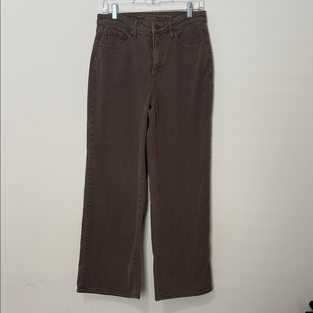 Chicos So Slimming High Rise Wide Leg Jean, Brown, size 1 (US size 8)